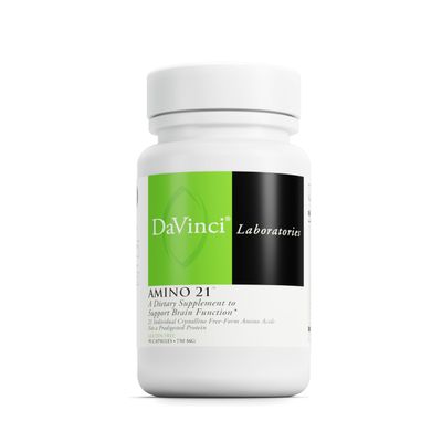 DAVINCI Labs Amino 21 - Supports Brain Function Muscle Metabolism - Amino Acid Dietary Supplement with L-Glutamine, L-Lysine HCl, Tyrosine, L-Arginine and More - Gluten-Free - 90 Capsules, 750 mg