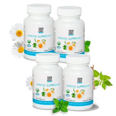 Yes You Can! Appetite Support for Body Weight Management - Healthy Relationship with Food - Includes Natural Ingredients: 5-HTP, Lemon Balm, Chamomile Extract - 30 Capsules, 4 Pack