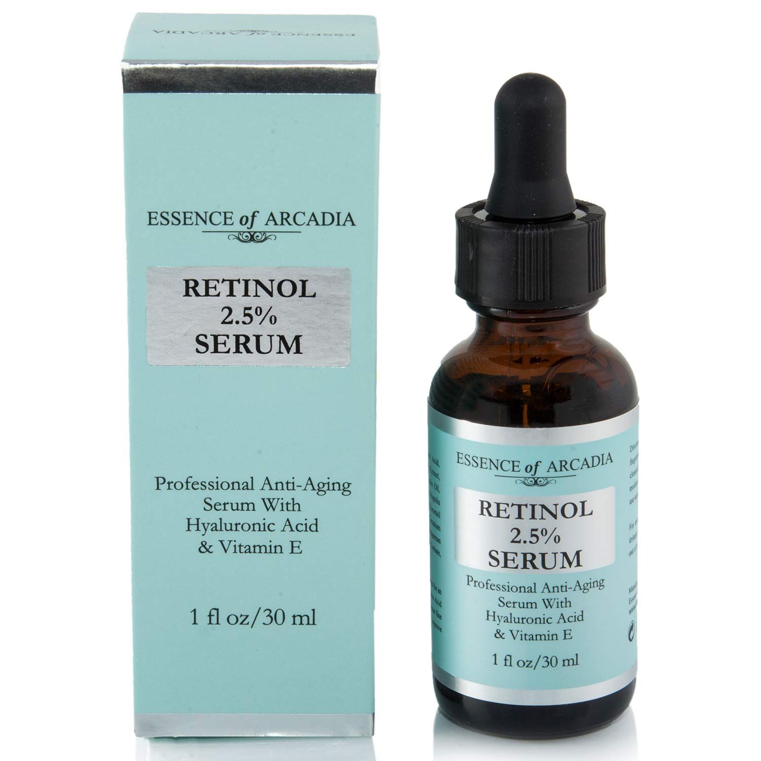Essence of Arcadia RETINOL Serum 2.5 Professional Anti- Aging Formula With hydrating Hyaluronic Acid and Vitamin E, Minimize Wrinkles