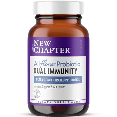 New Chapter All-Flora Probiotic Dual Immunity, Clinical-Strength Ingredients - Highly Concentrated Probiotics for Active Immune Support Gut Health Immune-Boosting Fermented Postbiotics, 30 ct