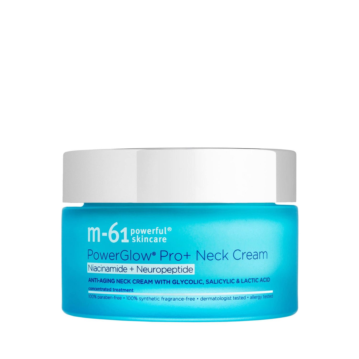 m-61 PowerGlow Pro NiacinamideNeuropeptide Neck Cream - Anti-aging niacinamide and neuropeptide neck cream with glycolic, salicylic lactic acid