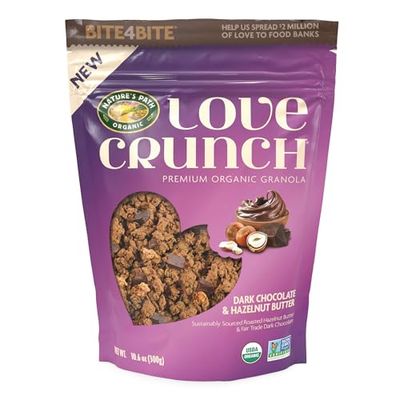 Love Crunch Organic Dark Chocolate Hazelnut Butter Granola, 10.6 oz (Pack of 1), Non-GMO, Fair Trade, by Nature&#39;s Path
