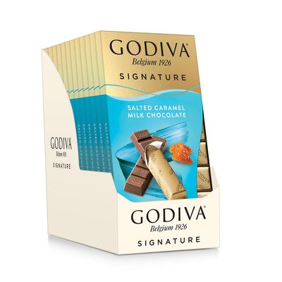 Godiva Chocolatier Signature Salted Caramel Milk Chocolate Mini Gourmet Chocolate Bar, 12-Ct. (8 pc. each), 90 grams