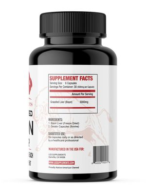 Grass Fed Bison Liver Capsules Supports Energy Production, Detoxification, Digestion, Immunity, Natural Iron Non-GMO, Freeze Dried Liver Health Supplement, 3000mg