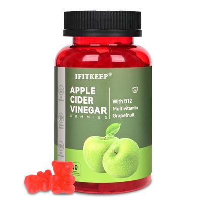 IFITKEEP Apple Cider Vinegar Gummies wVitamins B12 Multivitamin,Support Normal Energy Levels Gut Health ACV Supplement Gummy for Women Men,Non,GMO Vegan,Gluten-Free 60 Count (1)