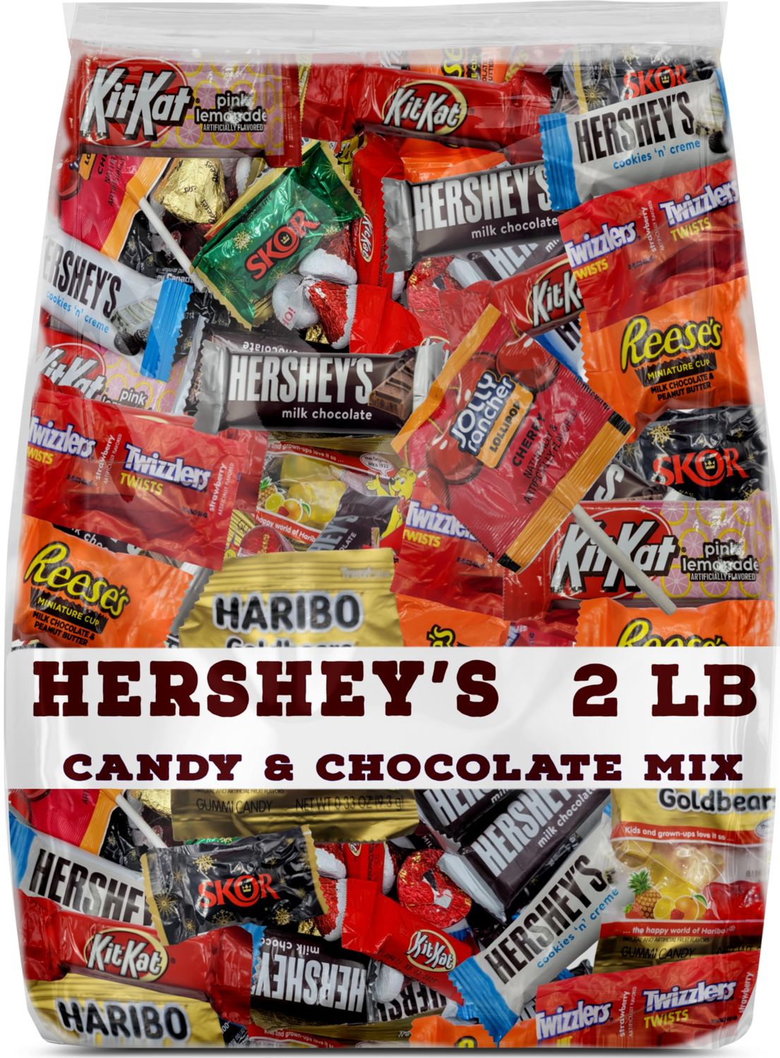 Hershys Candy Chocolate Bulk Mix - Assorted Milk Dark Chocolates, Wafers, Gummies, Peanut Butter Cups Jellies More - 2 Pound