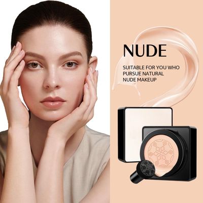 Ursoulney Air Cushion CC Cream - Long-Lasting Brightening Mushroom Head BB Cream Foundation for Face Makeup, Moisturizing Full Coverage Self Adjusting Concealer for Even Skin Tone (Nude, 1 PCS)