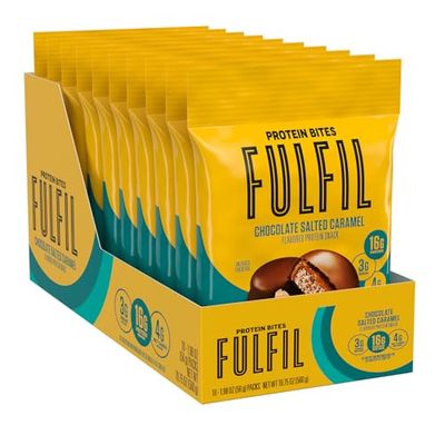 FULFIL Protein Snack Bites, Chocolate Salted Caramel Flavored, Gluten Free with 16g Protein per serving, 7 Bites per Bag (10 Bags)