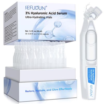 3 Hyaluronic Acid Serum Ultra-Hydrating Vials (1 Box of 30), 3 Hyaluronic Acid Serum for Face, Single-Use 3 hyaluronic acid tubes, Intensive Hydration, Skin Tightening Smoother, Anti-Aging