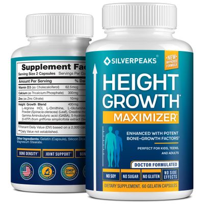 Growth Capsules to Grow Taller - Height Growth Maximizer with Calcium for Bone Strength, Made in USA, Natural Get Taller Supplement to Increase Bone Growth Adults, Teens Kids, Free of Growth Hormone