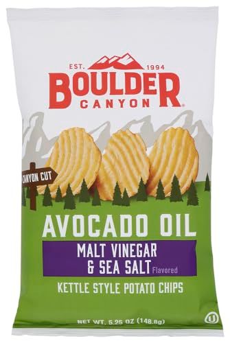 TAOindustry Boulder Canyon Authentic Foods Avocado Oil Canyon Cut? Kettle Cooked Potato Chips Malt Vinegar Sea Salt - 5.25 oz - 2 pc