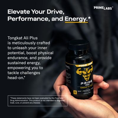 Prime Labs Tongkat Ali for Men - Plus Organic Black Maca Root and Tribulus Terrestris - Performance, Vitality, Energy - 60 Count