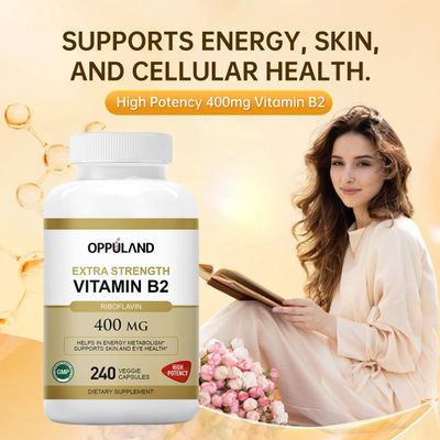 oppuland Vitamin B2 Riboflavin 400mg,Helps in Energy Metabolism,240 Veggie Capsules Riboflavin Vitamin B2 Supplement - B-2 Vitamin - Boosts Energy Metabolism Cellular Function