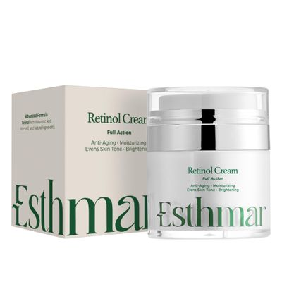ESTHMAR NEW ADVANCED RETINOL FORMULA FOR FACE NECK, ANTI-AGING, MOISTURIZING, EVEN SKIN TONE BRIGHTENING - WITH HYALURONIC ACID, VITAMIN E GREEN TEA EXTRACT. FOR WOMEN AND MEN - NIGHT TREATMENT