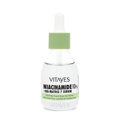 VITAYES b!right 10 Niacinamide Hyaluronic Acid Serum - Pore Refinement, Strengthening the Skin Barrier, Moisturizing, Anti Aging - for Radiant Rejuvenated Skin - 1.01 Fl Oz