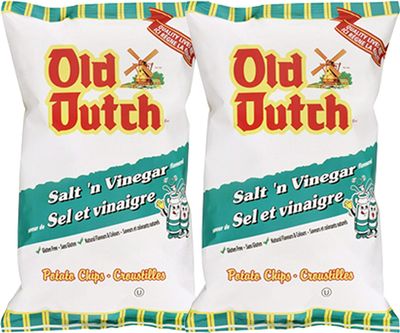 Old Dutch Salt Vinegar Flavoured Potato Chips 255g - 2 X Large Bags Imported from Canada (2-Pack)