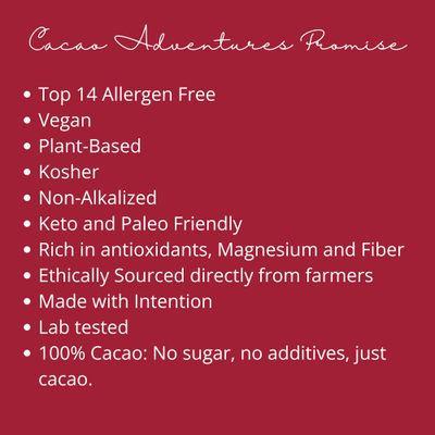 Cacao Adventures Ceremonial Grade Cacao 100 Pure Cacao Dairy Vegan Free Unsweetened Vegan Peruvian Cacao