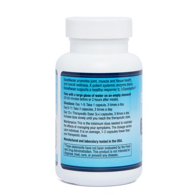 Excellacor Proteolytic Systemic Enzymes Formula with Acid-Resistant Serrapeptase Total Body Support 90 Vegetarian Capsules
