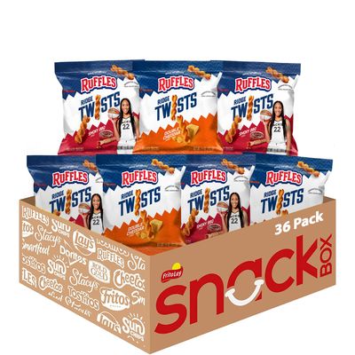 Ruffles Ridge Twists, Smoky BBQ Double Cheddar flavor Variety Pack, 36 Count