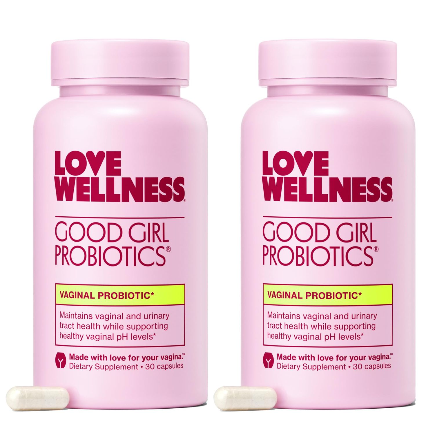 Love Wellness Good Girl Probiotics Women&#39;s Vaginal Health Supplement Vaginal Probiotics for Women pH Balance Urinary Tract Health Support Vaginal Odor Flora 60 Count