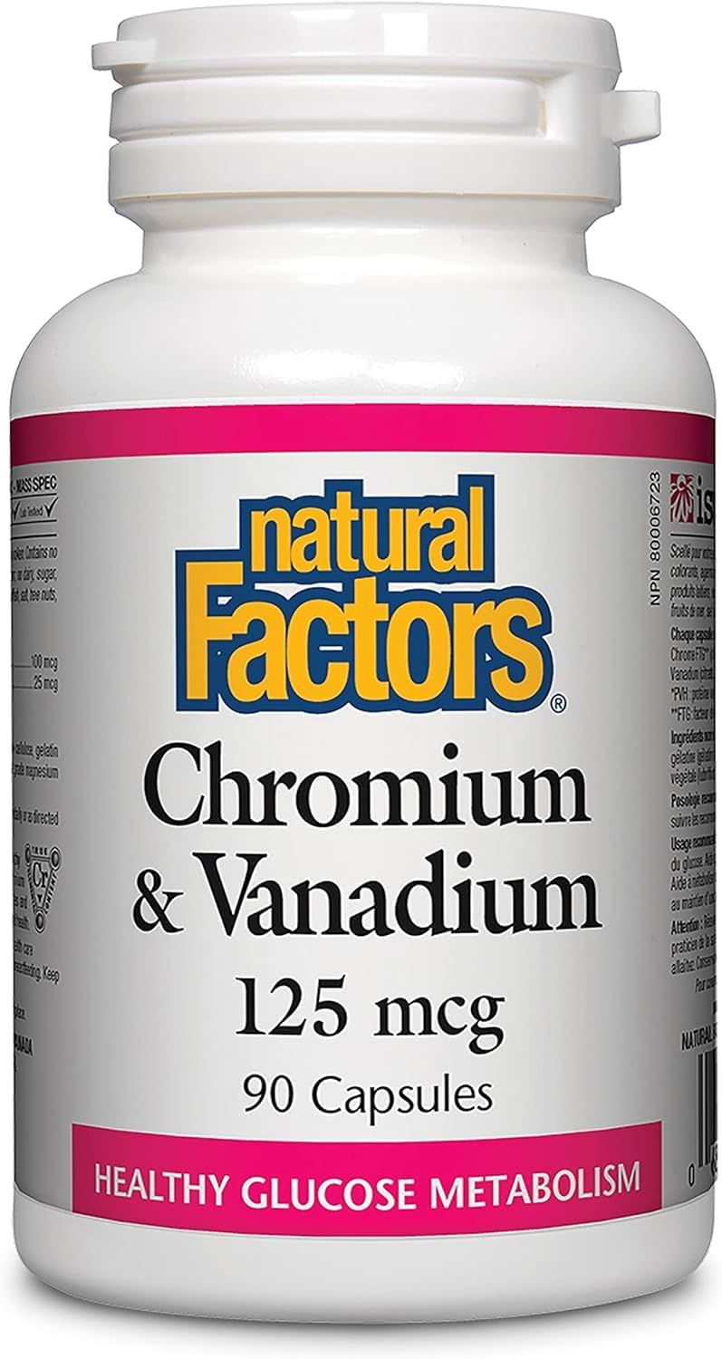 Natural Factors, Chromium Vanadium 125 mcg, Supports Healthy Metabolism, 90 capsules