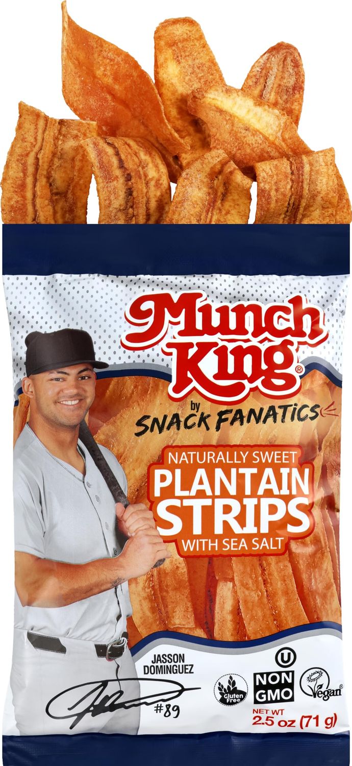 Munch King Snacks Sweet Plantain Strips 2.5 oz. Case of 6 Jasson Dominguez New York Yankees