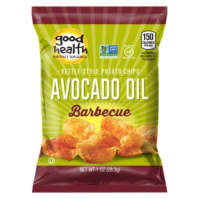 Good Health Kettle Style Potato Chips, Avocado Oil, Barbecue, 1 oz. Bag, 30 Pack - Gluten Free, Crunchy Chips Cooked in 100 Avocado Oil, Great for Lunches or Snacking on the Go