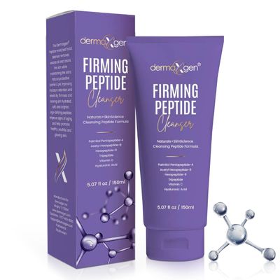 Dermaxgen Firming Peptide Cleanser - 5fl oz Multi-Peptide Facial Cleanser with Vitamin C and Hyaluronic Acid - Anti-Aging Gentle Cleanser for Face - Hydrating Face Cleanser for All Skin Types