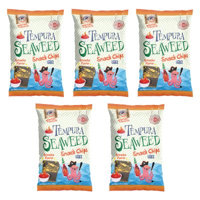 Japanese Tempura Seaweed Chips - Sriracha Flavor 0.95oz x 5 Pack Made in Japan by Swashbuckle Snacks
