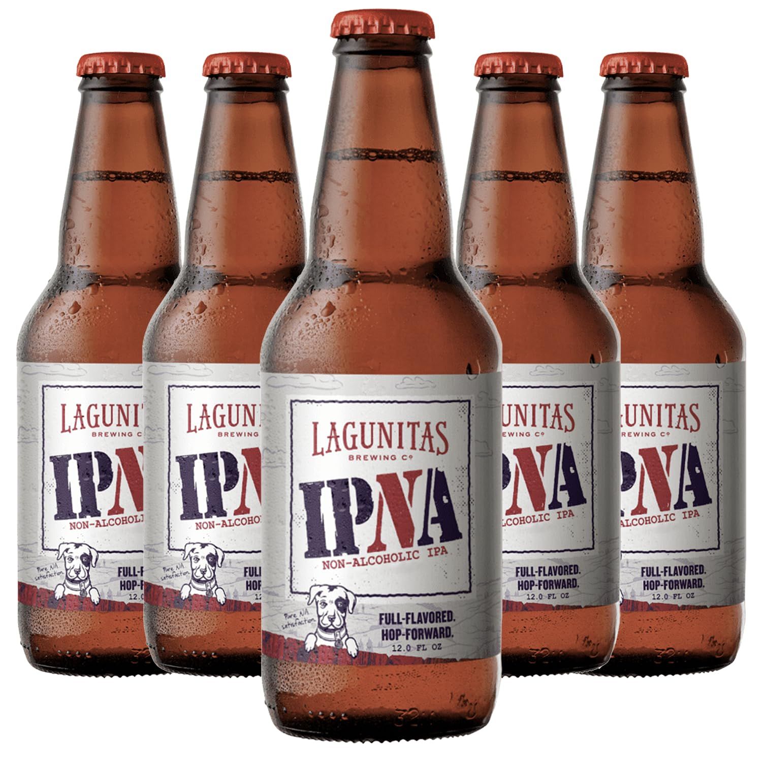 Lagunitas IPNA 5 Pack Non-Alcoholic IPA Brew - Dealcoholized Craft Beer - 12oz Bottles - Citra, Mosaic, and CTZ hops sourced from Yakima Valley