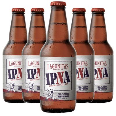 Lagunitas IPNA 5 Pack Non-Alcoholic IPA Brew - Dealcoholized Craft Beer - 12oz Bottles - Citra, Mosaic, and CTZ hops sourced from Yakima Valley