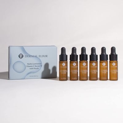Dermal Elixir Hydra Luminance Vitamin C Serum 10 with Ferulic 5ML X6; brighten skin tone; Boost Skin Collagen; Anti Aging Reduce Wrinkles Dark Spots