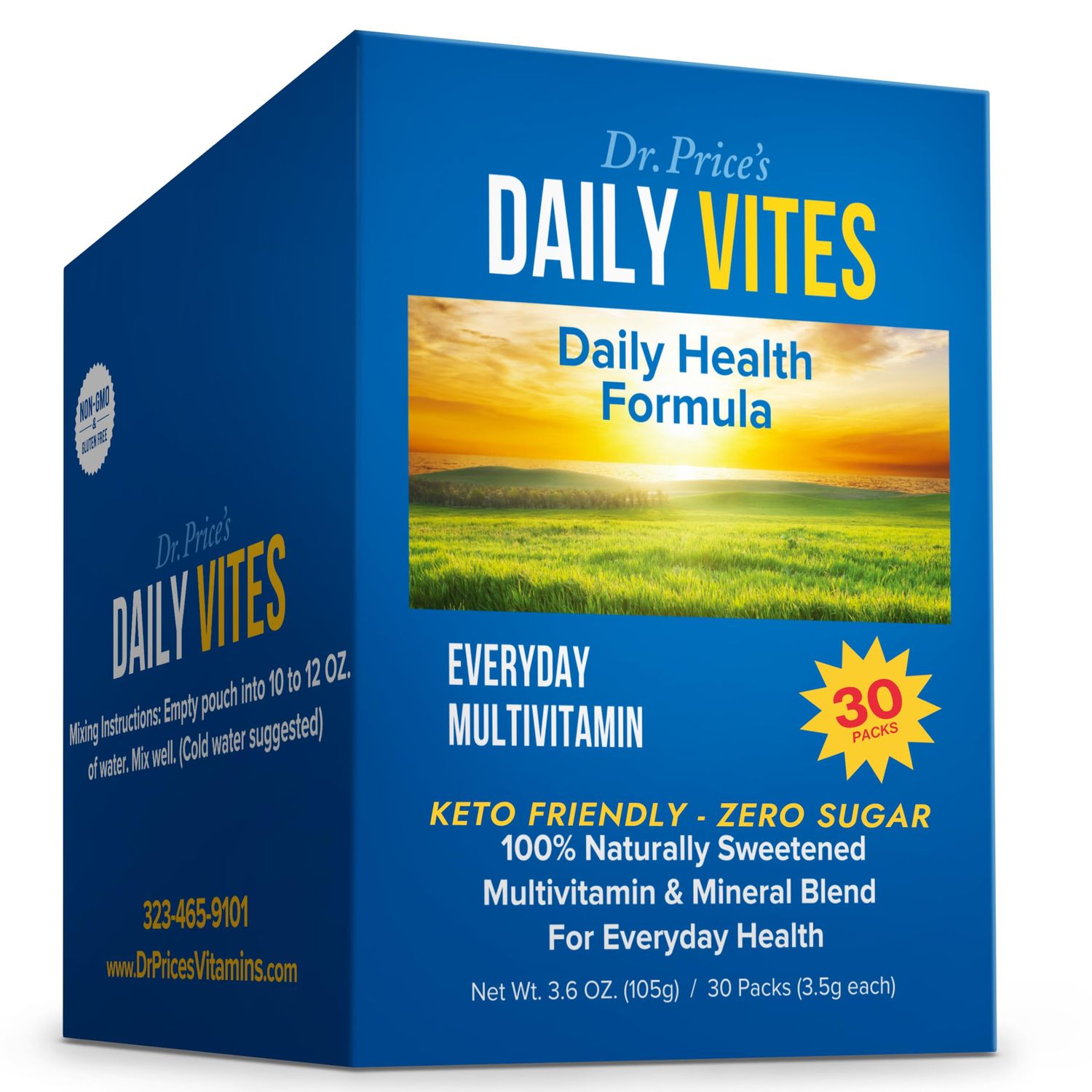 Dr. Price&#39;s Vitamins Multivitamin for Women and Men - Supplement Powder Packs - 30 Packets - B Complex Vitamin Supplement - Daily Vites - Minerals for Water - No Sugar, Non GMO, Gluten Free Drink Mix
