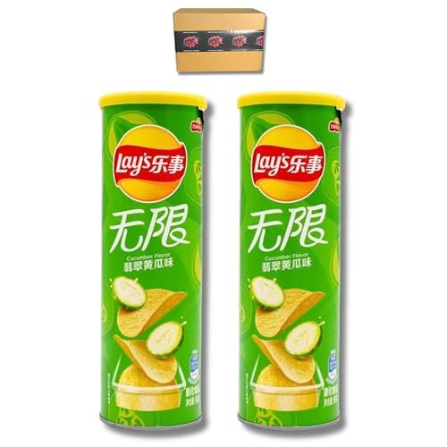Pop SNAX Asian LaysChips, 2-Pack Cucumber Flavor Cucumber Potato Chips Imported Exclusive Lay Foreign Snack, 7.34 oz