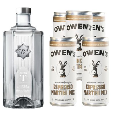 Clean Co Non-Alcoholic Tequila Alternative 700ml Bottle - 1 Pack with Premium Quality Espresso Martini - 5 Pack - Batanga