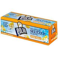 Polar 100 Natural Seltzer Water, Orange Vanilla 12 ounce cans , 212 Packs (orange vanilla)