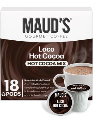 Maud&#39;s Dark Hot Chocolate Pods, 18 ct, Recyclable Single Serve Pods, Compatible with Keurig K Cups Maker