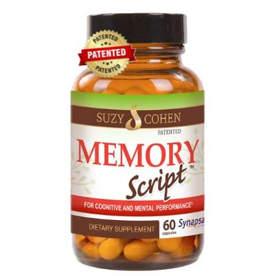 Suzy Cohen Memory Script with Lions Mane, Phosphatidylserine, Green Tea Extract and Ginkgo - Brain Support Supplement for Focus - Nootropic Capsules for Cognition, Faster Recall and Mood
