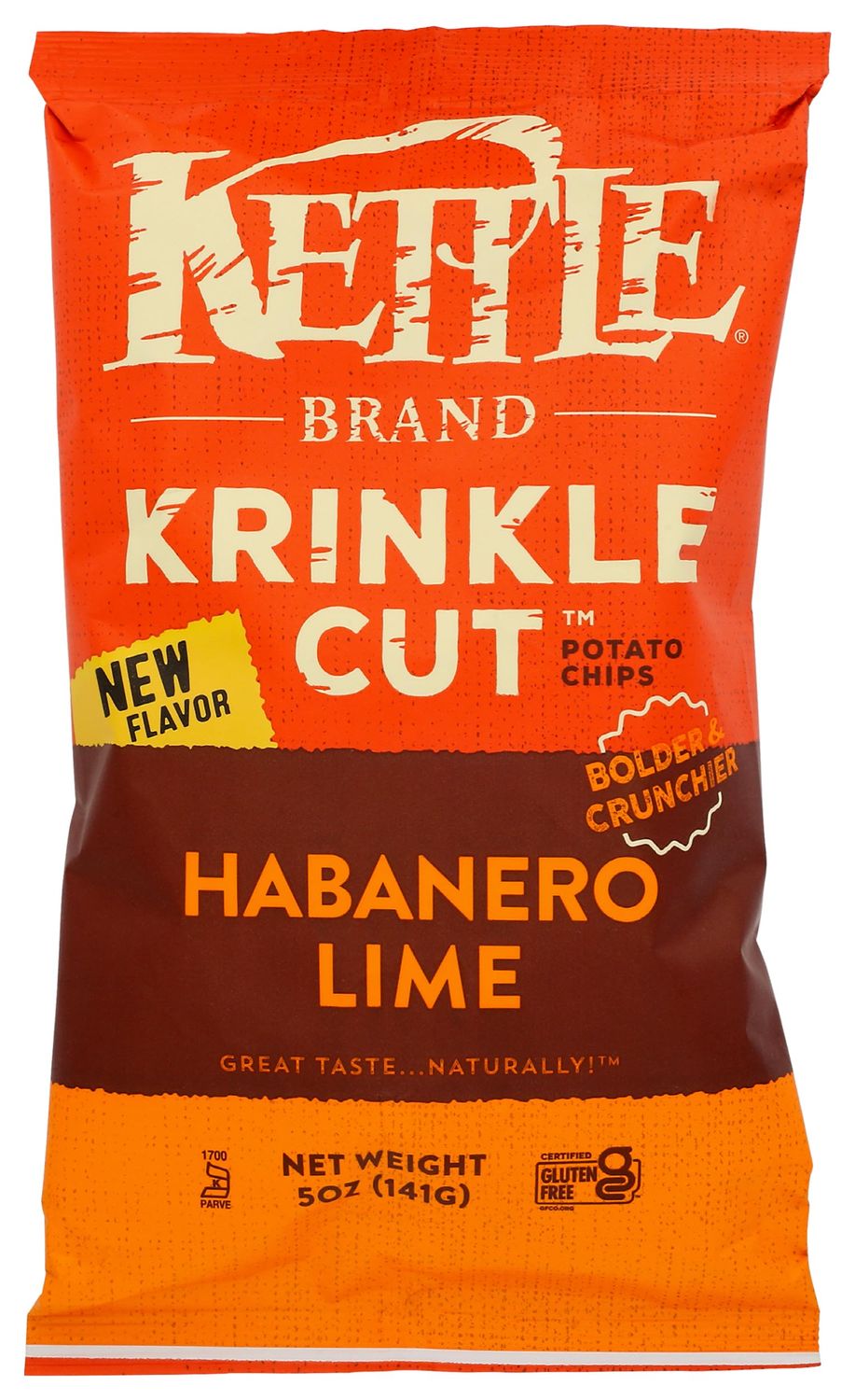 Kettle Brand Krinkle Cut Potato Chips Habanero Lime, Great Taste Naturally, 5 Ounce (Pack of 15)