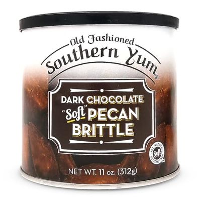 Southern Yum Dark Chocolate Pecan Brittle, Soft, Buttery Brittle, Gluten Free, Made in Small Batches