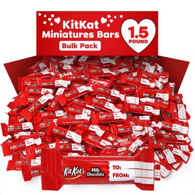 KitKt Bulk Miniatures Bars Valentine&#39;s Candy 1.5 lb - Individually Wrapped Bulk Milk Chocolate Wafer Candy Bars For Parties, Gifts Treats