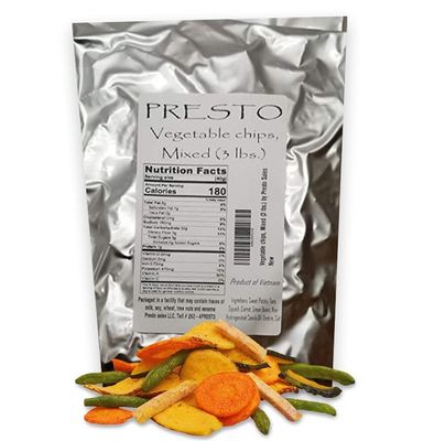 Vegetable Chips, Mixed Assorted, Tasty, Crunchy, Snack, Parties, Healthy Alternative, Diet-Friendly, 1 Choice, Crispy, Lightly Salted, Scrumptious, 3 lbs. (48 oz.) by Presto Sales LLC