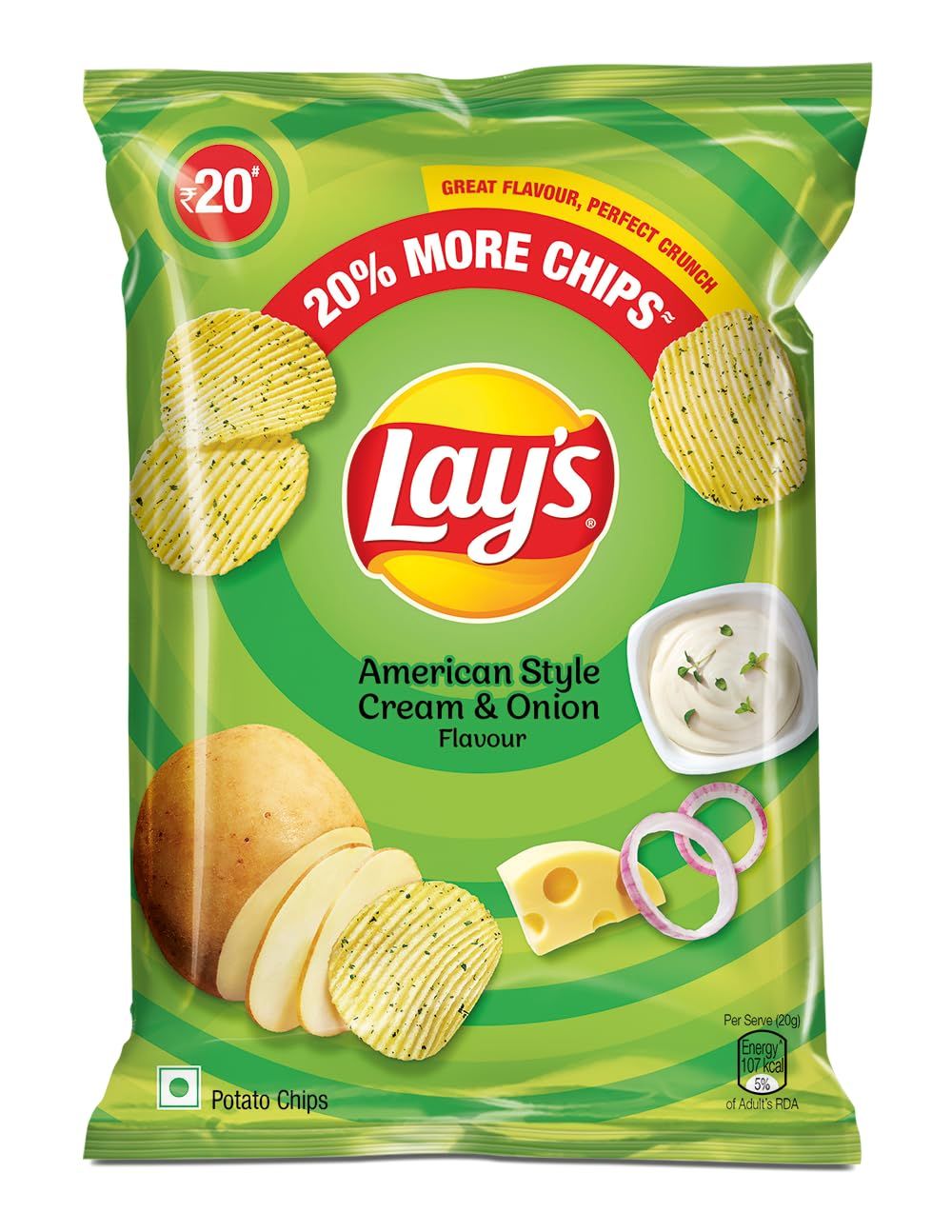 Lay&#39;s Lays American Style Cream Onion Flavour, 52 Grams, India