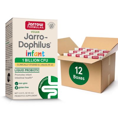 Jarrow Formulas Jarro-Dophilus Infant Liquid Probiotic, Dietary Supplement, Intestinal Health Support for Infants, 1 Billion CFU Per Serving, 0.51 Fl Oz, 30 Day Supply, (Pack of 12)