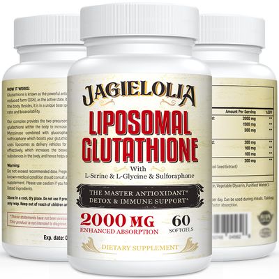Liposomal Glutathione 2000 mg with L-Serine, L-Glycine Sulforaphane - Active L-Glutathione Unique Formulation to Enhance Absorption - Master Antioxidant, Detoxifying Immune 180 Softgels