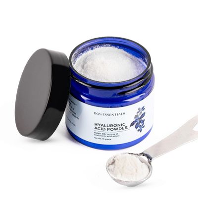 BOS ESSENTIALS Pure Hyaluronic Acid Serum Powder 100 NATURAL High Molecular Weight Locks in moisture and creates full, youthful skin - Makes 50 ounces of anti aging Hyaluronic Acid serum!