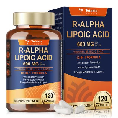 R Alpha Lipoic Acid 600mg - ALA Supplement Capsules for Neuropathy Support Supplement Antioxidant, Nerve Health, Liver Detox, Metabolism and Cell Energy, Anti-Aging, Non-GMO, Gluten Free, Vegan Safe