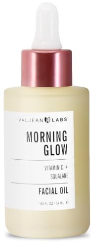 VALJEAN LABS Morning Glow Facial Oil, Vitamin C Squalane, All Skin Types, Hydrating Brightening, 1.83 Fl Oz