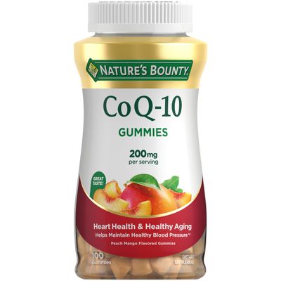 Nature&#39;s Bounty CoQ10 Gummies, Supports Heart Health, CoQ10 200mg, Peach Mango Flavor, 100 Count
