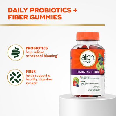 Align Probiotic, Probiotics Fiber, Probiotics Help Relieve Occasional Bloating, Fiber Helps Support a Healthy Digestive System, 1 Doctor Recommended Probiotic Brand , 90 Gummies